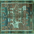 thumbnail image 1 of Ahgly Company Machine Washable Indoor Square Animal Turquoise Blue Traditional Area Rugs, 3' Square, 1 of 4