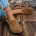 thumbnail image 2 of Womens Winter Loafers Suede Furry Lined Round Toe Slip on Low Top Booties Thick Soft Sole Lightweight Walking Shoes Khaki Size 9, 2 of 6