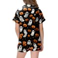 thumbnail image 5 of Leey-World Halloween Pajamas Toddler Toddler Kids Little Girls Halloween Satin Pajamas Pumpkin Short Sleeve Button Down Sleepwear Pjs Set, 5 of 5
