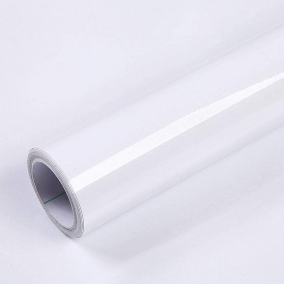 Shiny White Contact Paper Glossy Waterproof Vinyl Removable SelfAdhesive Peel and Stick Decorate White Wallpaper Bathroom Kitchen Counter Paper Cabinet Shelf Furniture DIY Paper 15.7" X 118"