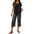 thumbnail image 3 of Capri Sets 2 Piece Plus Size Summer Outfits Casual Summer Wide Leg Crop Pants and Top Matching Suits, 3 of 6