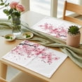 thumbnail image 6 of Pink Floral Cherry Flower Placemats for Dinning Table Set of 4, Abstract Botanical Branch Burlap Kitchen Place Mats Waterproof Cloth Table Mats, Indoor Outdoor Placemats Easy Clean Dinner Decor, 6 of 8