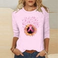 thumbnail image 2 of Womens T Shirts Fashion Printed T-Shirt 3/4 Sleeves Blouse Round Neck Casual Top Summer Tops For Women, 2 of 6