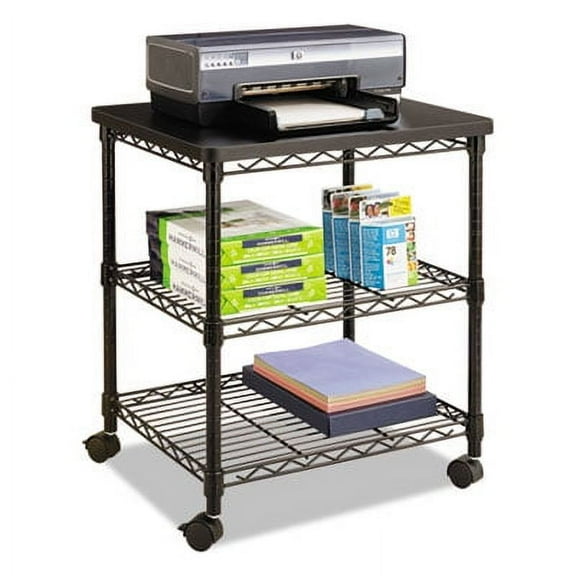 Safco 3-Tier Deskside Printer and Office Supplies Stand with Wheels for Mobile Storage for Home