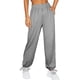 thumbnail image 3 of Pantalones de mujer cintura alta elásticos Color puro cordón bolsillos sueltos deportes pierna ancha tobillo atado pantalones de mujer, 3 of 6