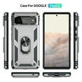 thumbnail image 2 of Feishell Hybrid Armor Phone Case for Google Pixel 6,Military Grade Shockproof 360 Rotatable Metal Ring Holder Kickstand Support Magnetic Car Mount Dual Layer Protective Phone Cover,Silver, 2 of 8