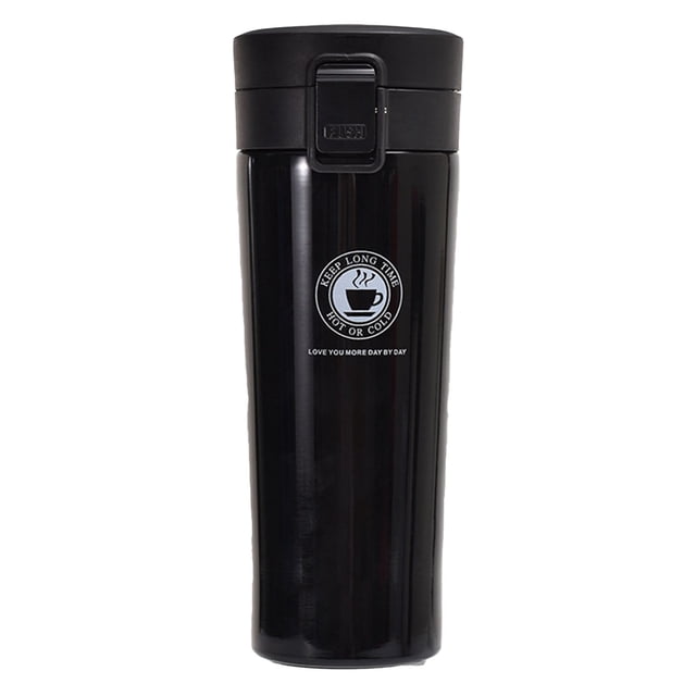 YUMILI Tasse à café Portable en Acier Inoxydable Anti-Fuite Tasse à café sous Vide pour thé Lait Boisson 380 ML(Noir)