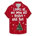 thumbnail image 2 of Aobny Oversized Work Shirts for Men Collared Short Sleeve Santa Tops Button-Up Christmas Men Shirts,S, 2 of 5