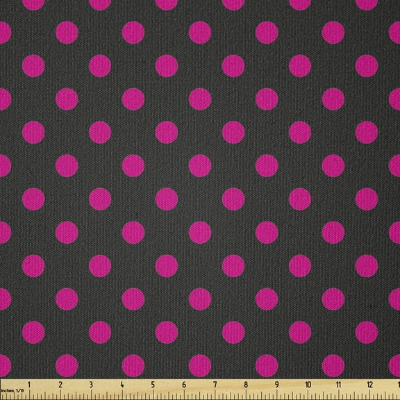 Hot Pink Fabric by The Yard, Old Fashioned Polka Dots Symmetrical Pattern in Vibrant Color Classical Pop, Stretch Knit Fabric for Clothing Sewing and Arts Crafts, 3 Yards, Black Pink, by Ambesonne