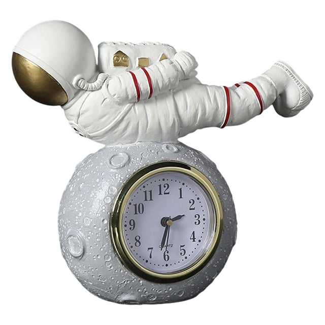Despertador de escritorio Estatua de astronauti de resina, decoración artística, reloj de escritorio, adornos, relojes con pilas, , decoración para hogar para la Fanmusic Despertador de escritorio