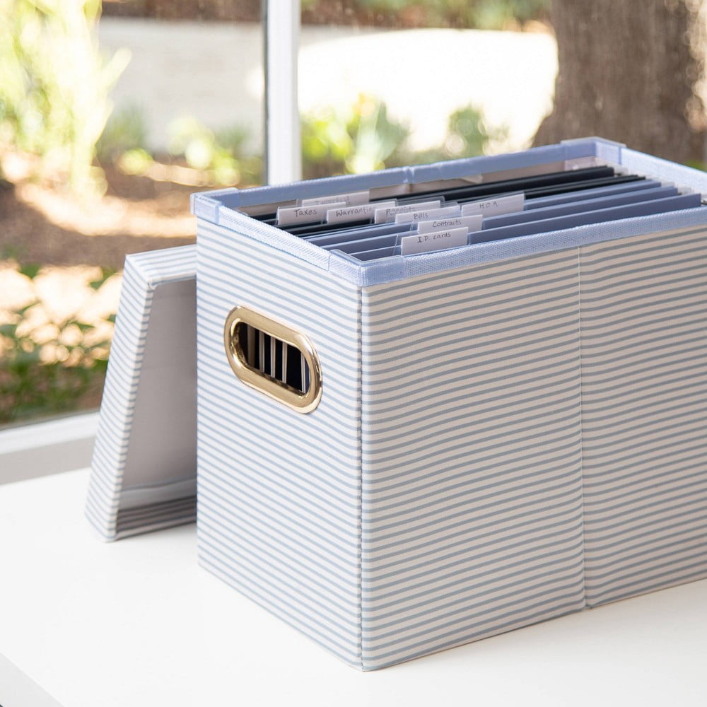Hanging File Box with Lid Letter Size File Organizer, Multicolor