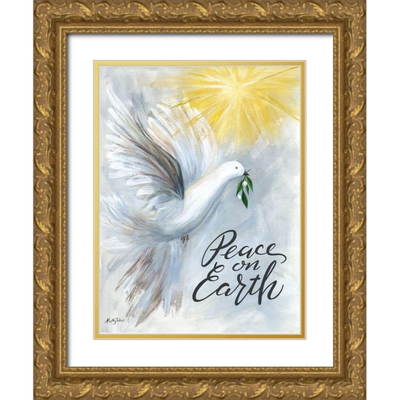 Talent, Kelley 15x18 Gold Ornate Wood Framed with Double Matting Museum Art Print Titled - Peace on Earth Dove