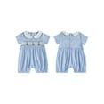 thumbnail image 2 of Rovasas Girl Sailboat Embroidered Jumpsuit Short Sleeve Doll Collar Romper, 2 of 8
