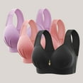 thumbnail image 2 of ATOYSOY 3 Pack Everyday Bra for Women Ruched Bralette Solid Color Underwear Workout Teens Breathable Push Up Comfort Bra Embroidered Wirefree Multi-color 38, 2 of 3