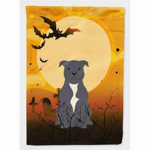 Carolines Treasures BB4312CHF Halloween Staffordshire Bull Terrier Blue Flag Canvas House Size