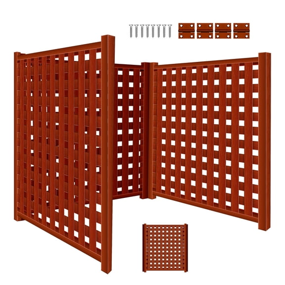 32.7"×37" Privacy Screen Fence, Wood-like Outdoor Fence with Drainage Holes for Pool Equipment & Garden Fence