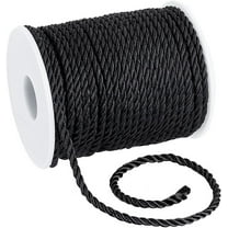 3mm 32.8 Yards Black Twisted Rope Trim 3-Ply Cord with Spool Decorative Twisted Satin Milanese Rope for Home Decor Curtain Tie Graduation Honor Cord Christmas diy