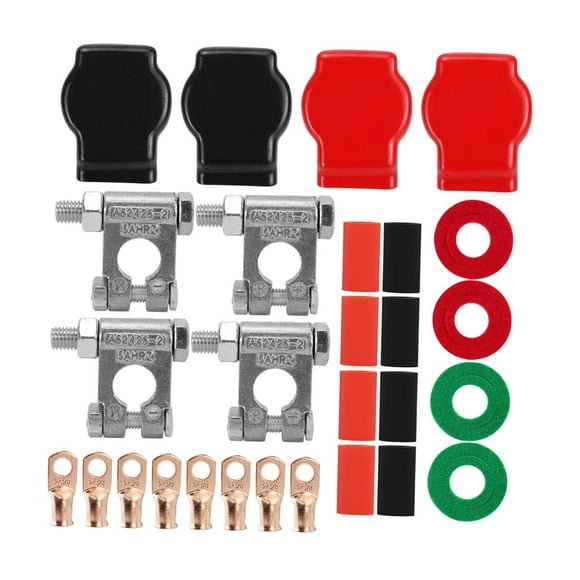 Kit de conectores de terminales termorretráctiles de 8 piezas con tapa, terminales positivos y , de alta resistencia para vehículos, barcos y