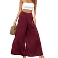 thumbnail image 2 of Sunloudy Pantalones de pierna ancha para mujer, pantalones plisados sueltos casuales de color sólido de cintura alta, caqui/negro/verde claro/blanco/verde/rojo vino Sunloudy  moda, 2 of 8