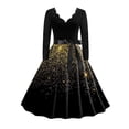 thumbnail image 1 of SZXZYGS Robes Midi pour Femmes Robes Formelles Fluides pour Femmes Robe de Fête Col en V Robe à Manches Longues Robe de Cocktail Robe Trapèze Évasée Robes de Soirée 2024, 1 of 3