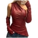 thumbnail image 3 of Camiseta sin mangas asimétrica de verano para mujer con mangas cortas de cuero sintético y manguitos - Chaleco de color liso para llevar con ropa urbana, 3 of 5
