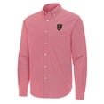 thumbnail image 2 of Men's Antigua Red Real Salt Lake Porter Woven Tri-Blend Long Sleeve Button-Down Shirt, 2 of 3