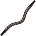 thumbnail image 3 of Exion Horse Browband For English Bridle | Curved Shape Padded Equestrian Browband For Show & Dressage | Clear Light Pink & Maroon Crystal Browband For Horses, 3 of 6