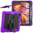 thumbnail image 6 of FJLBDE Case for iPad Pro 12.9 2022/2021/2020/2018 6th/5th/4th/3rd Gen, Rugged Shockproof Tablet Cases Cover with Kickstand Shoulder Strap, Purple, 6 of 7