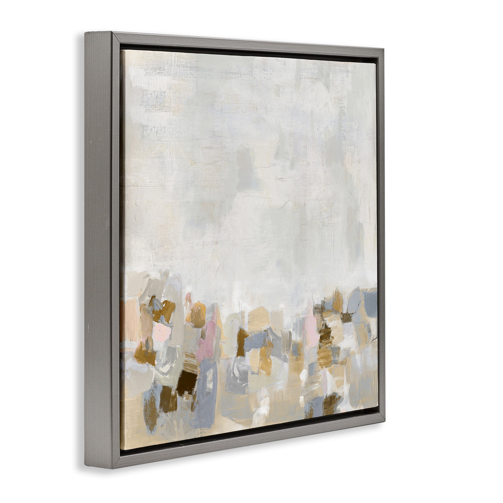 Stupell Industries Rustic Beige & Grey Abstract Painting Gray Floater Framed Canvas Art Print Wall Art, 18 x 18