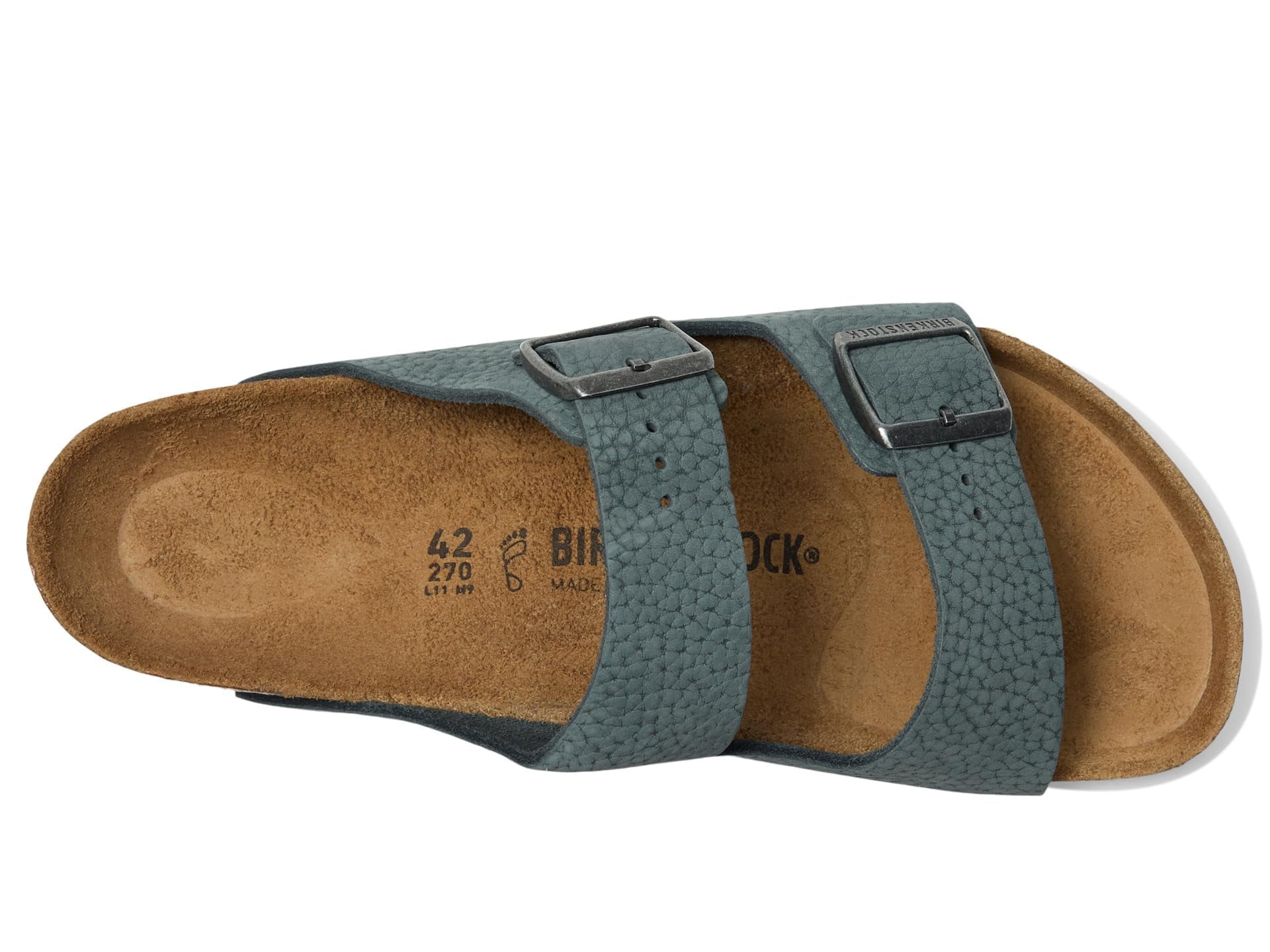 Birkenstock Men's Arizona Desert Buck Sandal, Basalt Gray, 8-8.5