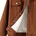 thumbnail image 4 of AherBiu Toddler Kids Boys Corduroy Shacket Button down Fleece Lined Collared Lapel Long Sleeve Thick Warm Winter Jacket Outerwear, 4 of 6
