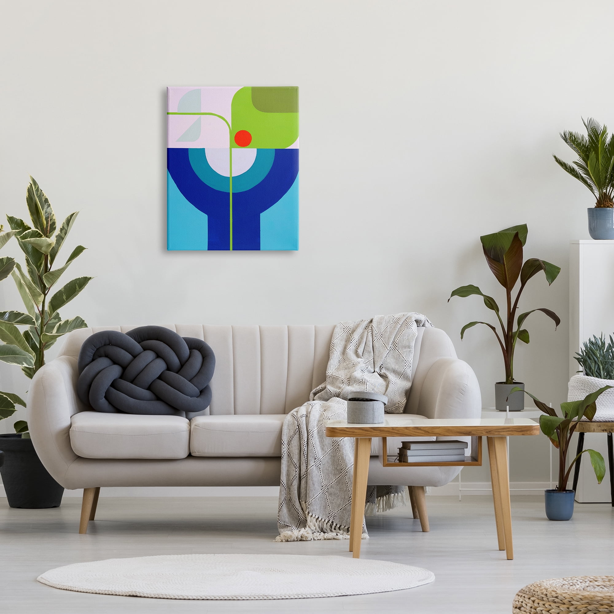 Stupell Industries Green & Blue Geometric Abstract Painting Gallery Wrapped Canvas Art Print Wall Art, 24 x 30