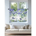thumbnail image 4 of Sheer Curtains 54 Inch Length, Purple Hydrangea Semi Sheer Curtains Light Filtering Window Treatment, Spring Eucalyptus Butterfly Pastoral Privacy Voile Drapes for Living Room Bedroom 52x54 Inch, 4 of 7