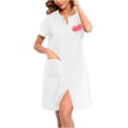 thumbnail image 3 of House Coats for Women with Zipper Short Sleeve Long Length Knit Robe Bathrobe 1 Pc, 3 of 7