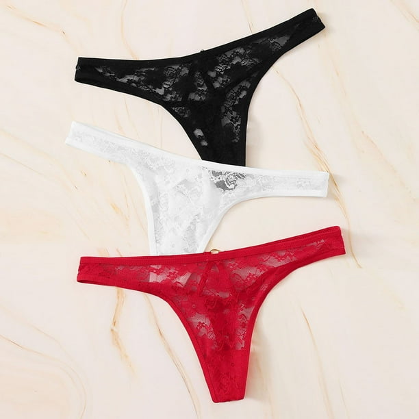 Lot de 3 tongs en dentelle sous v tement bikini femme culotte