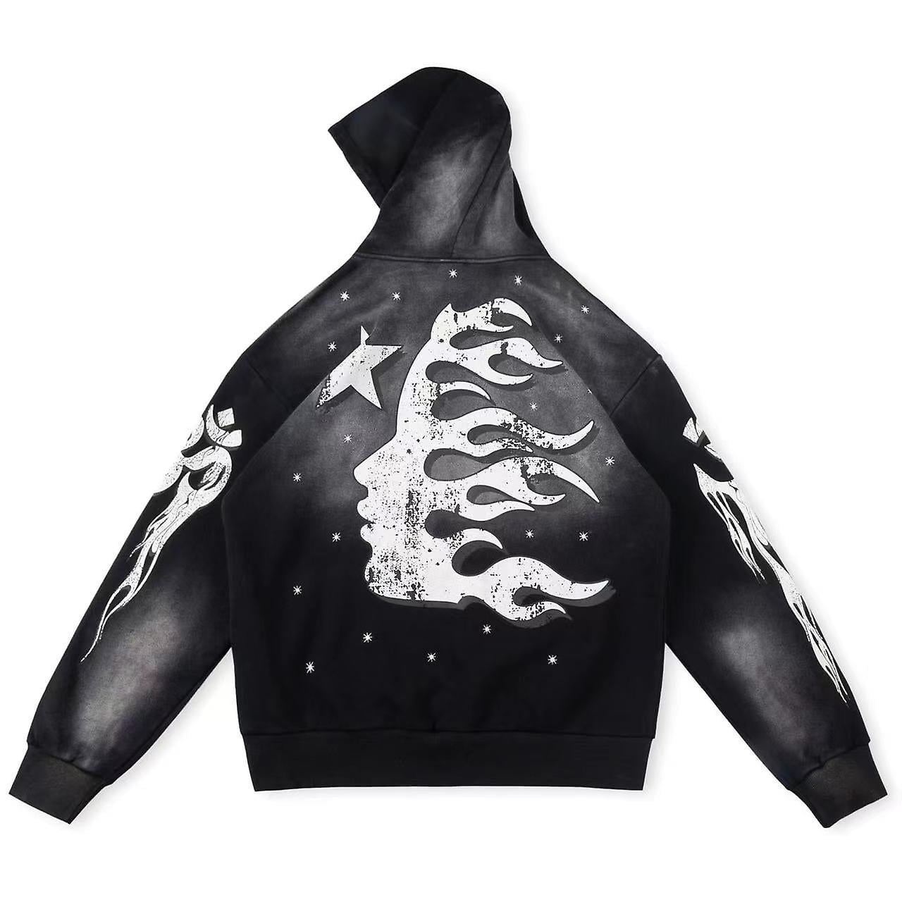 Jacket Hellstar Brainwashed Hoodie Retro Mud Dye Hooded Jacket Hellstar Brainwashed Hoodie Retro Mud Dye Hooded