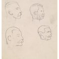 thumbnail image 2 of Sir John Everett Millais 12x13 Black Ornate Wood Framed Double Matted Museum Art Print Titled: Male - Four Profile Head Sketches of Moustached Man (1850-90), 2 of 5