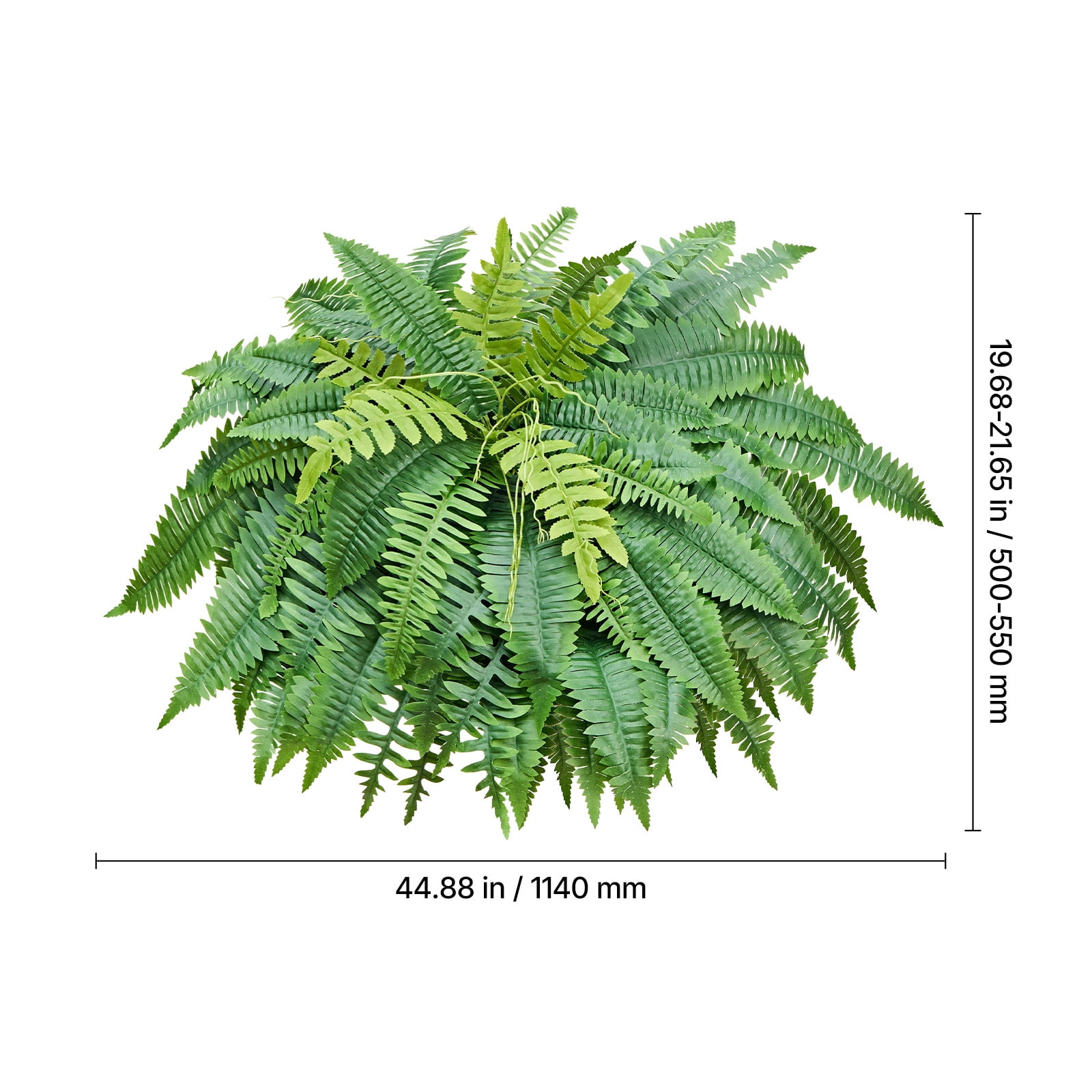 VEVOR Artificial Ferns, 45 Inch Fake Boston Fern Bush Plant with 63 Fronds, Faux Greenery for Indoor/Outdoor Decor, Silk & LDPE, Suitable for Home Porch Garden Office Living Room Planter, Set of 2