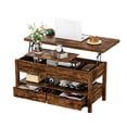 thumbnail image 2 of VERDALAY Mesa de centro elevable Mesa de té de madera con 2 cajones de almacenamiento Mesa central con tapa elevable Mesa auxiliar con cajones y asas Mesa de centro elevable, 2 of 9
