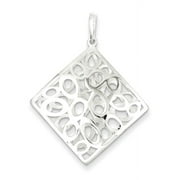 Sterling Silver Polished Square Circles Pendant