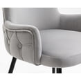 thumbnail image 6 of Set of 6 Wingback Upholstered Dining Chairs with Metal Legs, Velvet Fabric Side Dining Room Chairs with Tufted Button, Living Room Chairs Home Kitchen Dining Room (Grey + Black Leg), 6 of 8