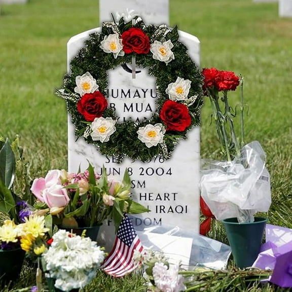 Adjustable Christmas Wreath Bracket Gravestone Cemetery Wreath Support Garland Rack for Christmas Cemetery Decoration