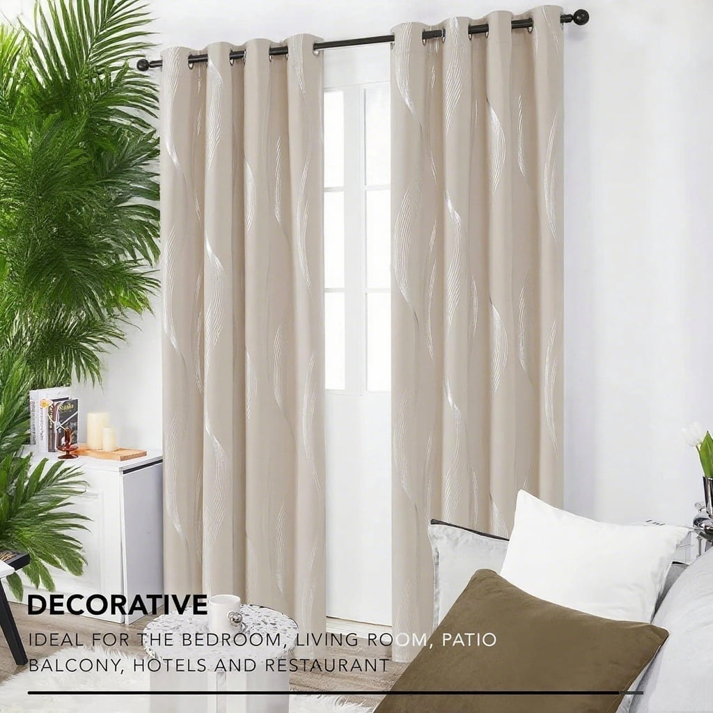 2pcs 84in (L) x 52in (W) blackout curtains, thickened and encrypted material, suitable for bedrooms, dining rooms, living rooms, blackout, winter warmth, summer blackout, new home decoration （Beige）