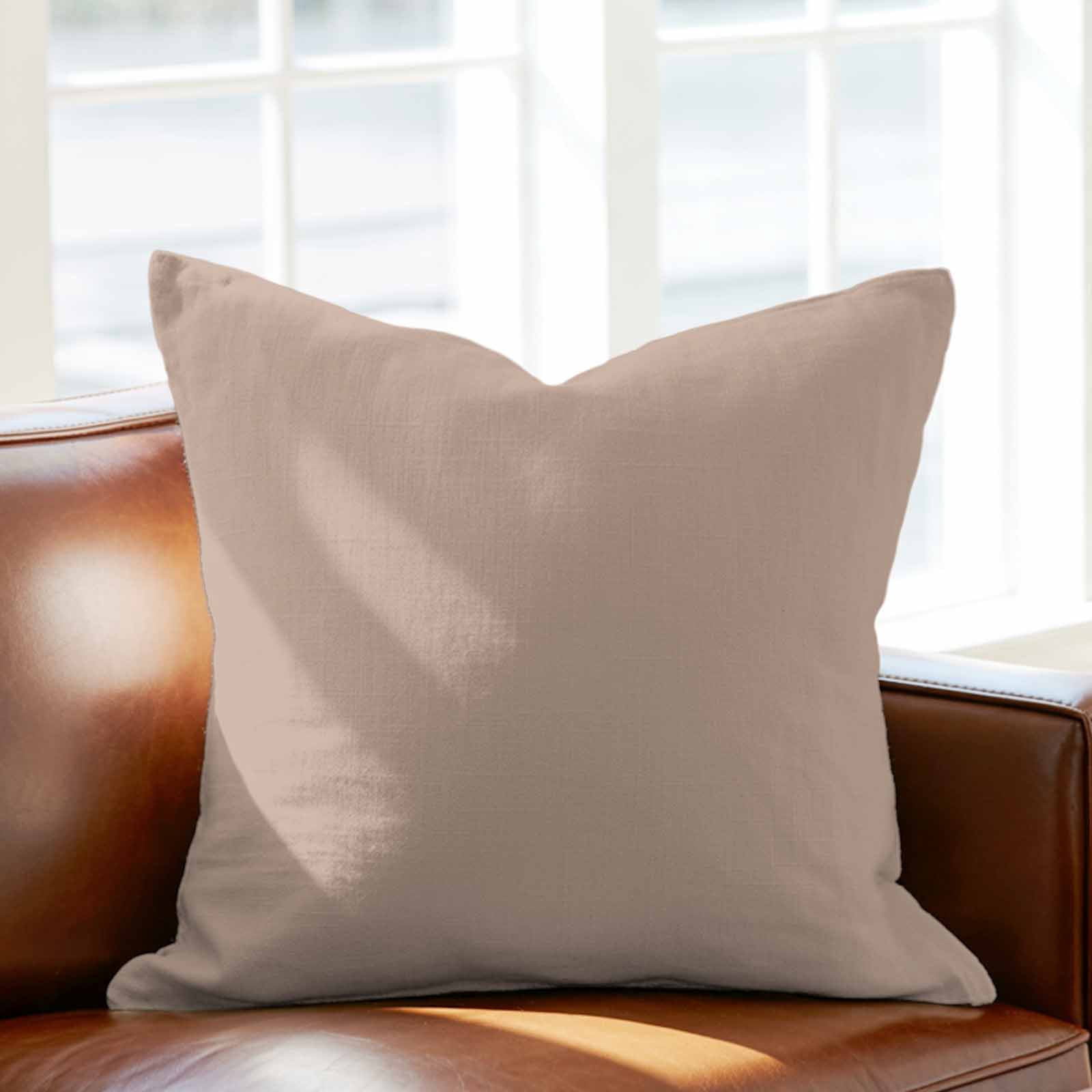 Brown Pillow Covers 18x18 Inch, Farmhouse Solid Brown Color Modern Art Linen Pillowcase with Invisible Zipper, Decorative Throw Pillow Covers Cushion Case for Couch Sofa Bed Living Room