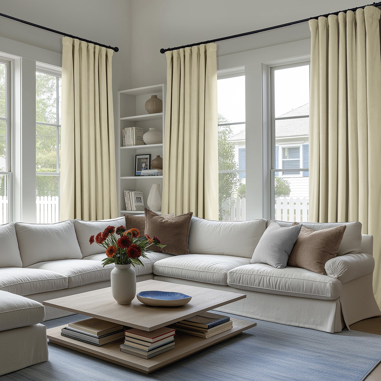 Half Price Drapes Au Lait Creme Heritage Plush Velvet Room Darkening Curtains (1 Panel), 50W X 108L
