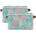 thumbnail image 2 of GZHJMY Storage Basket Trapical Palm Leaf Foldable Canvas Laundry Baskets Bin Waterproof Inner Layer with Sturdy Handles for Toy Nursery Blanket Clothes 2 Pack, 2 of 7