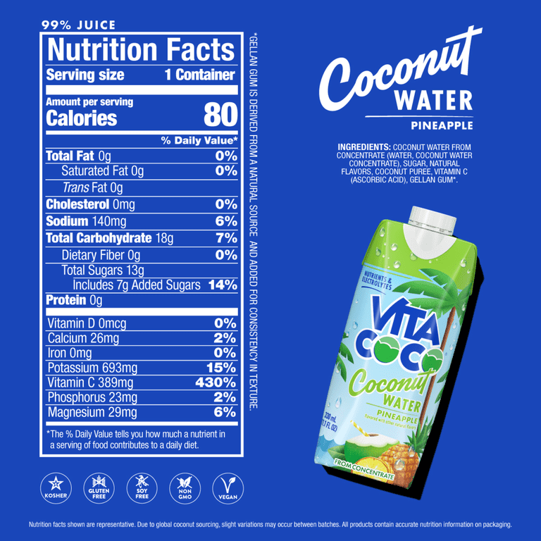 Vita Coco Pineapple Coconut Water, 11.1 fl oz, 12 Pack photo 5