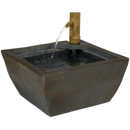 Bamboo Tabletop Fountain - Best Choice Products 16in Indoor/Outdoor Polyresin Bamboo Spout Water Fountain, Decor for Garden, Backyard, Patio, Deck, or Porch w/ Pump