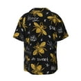 thumbnail image 2 of KLL Hohey Bee Golden Embroidery Print Men's Shirt Short Sleeve Button Down Summer Cuba Beach Shirts- 4X-Large, 2 of 7