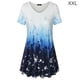 thumbnail image 1 of Camiseta de mujer Blusa informal con estampado degradado Vestido suelto con cuello en V, Azul, XXL sidaley AP001902-45, 1 of 5